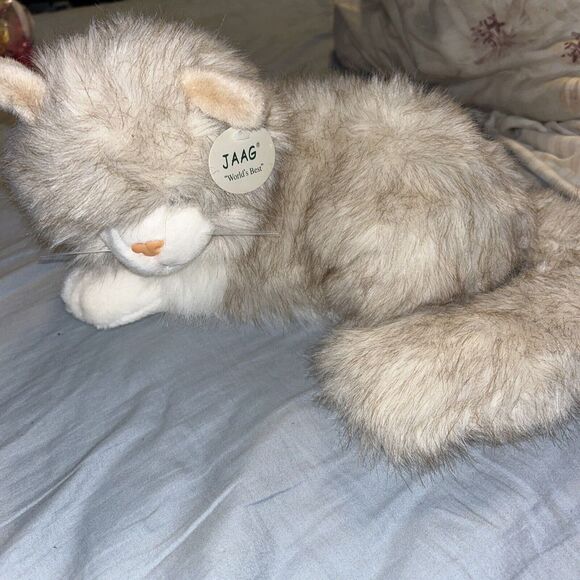 Jaag Persian Himalayan Beige‎ Tan Plush Kitten Cat Lying Down Realistic Heavy - Picture 1 of 5